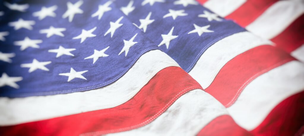 USA flag, US of America sign symbol background, closeup view